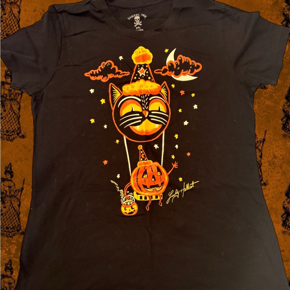 Cartel Ink and Lucky Hellcat Halloween Hot Air Balloon Tshirt
